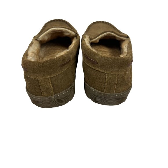 Eddie Bauer Mens Suede Moccasin Slippers XL (11-12) Faux Fur Lined Brown - Picture 5 of 9